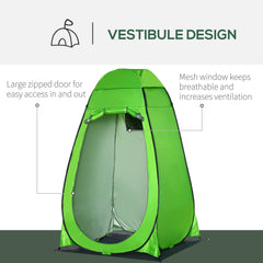 Outsunny Shower Tent, Pop Up Toilet Tent Privacy Tent, Outdoor Changing Dressing Bathing Shelter with Portable Carrying Bag and Removable Floor, for Camping Travel Fishing Hiking, Green