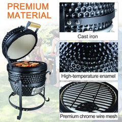 Outsunny Cast Iron Ceramic Charcoal BBQ Oven Black