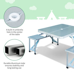 Outsunny Aluminum Portable Picnic Table Chair Set