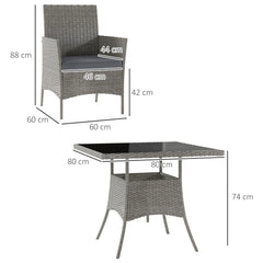 Outsunny Five-Pieces Rattan Dining Set - Light Grey