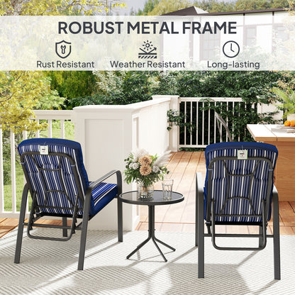 Outsunny Three-Piece Reclining Chair Set - Blue