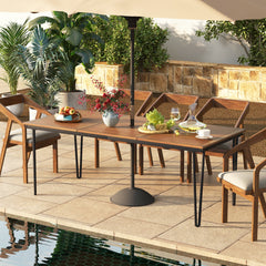 200 x 90cm Outdoor Dining Table with Metal Legs for Garden, Poolside