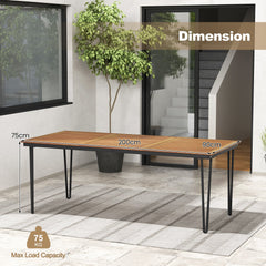 200 x 90cm Outdoor Dining Table with Metal Legs for Garden, Poolside