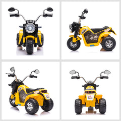 HOMCOM 6V Kids Electric Motorbike 3 Wheels Ride On Toy with Horn Headlights Realistic Sounds for Girl Boy 18 - 36 Months Yellow