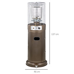 Outsunny 11KW Patio Bullet Heater with Tip-over Protection, Gas Glass Tube Electronic Ignition Floor Standing Stainless Steel Garden Outdoor 137Hcm