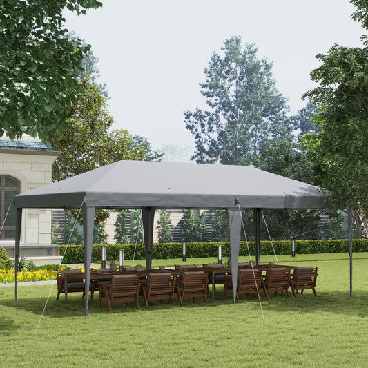 Outsunny Pop Up Gazebo 3 x 6m, Foldable Canopy Tent, Height Adjustable Wedding Awning Canopy w/ Carrying Bag, Grey