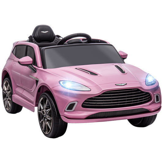 AIYAPLAY Aston Martin DBX Licensed Battery Powered Kids Electric Car, 12V Kids Ride on Car w/ Lights, Music Horn, Pink