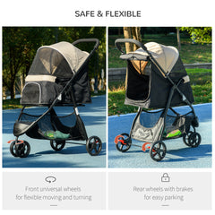 PawHut Foldable Pet Stroller w/ Rain Cover, for XS Dogs, S Dogs - Khaki