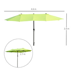 Outsunny Double-side Umbrella Parasol, â2.7x4.6Wx2.4H m-Grass Green