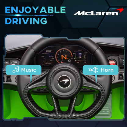 سيارة كهربائية للأطفال مرخصة من AIYAPLAY McLaren 765LT بقوة 12 فولت مع أبواب على شكل فراشة وجهاز تحكم عن بعد وعجلات نقل، باللون الأخضر
