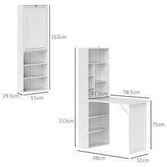 HOMCOM Three-Part Work Desk, with Storage and Writing Board - White