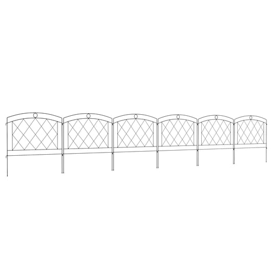 Outsunny Metal Decorative Outdoor Picket Fence Panels Set of 6, Black