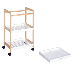 HOMCOM 3-Tier Mobile Kitchen Trolley Cart Storage Shelves Rack Rolling Wheels White 46 x 35 x 74.5 cm