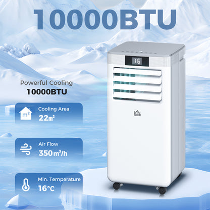 HOMCOM 10000 BTU Air Conditioning Unit, 4-in-1 Portable Air Conditioner, Dehumidifier, Cooling, Fan, Sleep Mode, with Remote Control, LED Display, 2 Speeds, 24H Timer, Window Venting Kit, 22m√Ç¬≤
