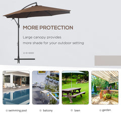 Outsunny 2.45m Overhanging Cantilever Parasol, with Cross Base - Brown