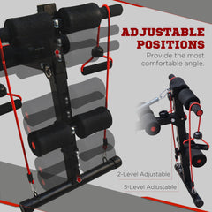 جهاز تمارين اللياقة البدنية HOMCOM Sit Up Bench Core AB Workout Fitness Excerseise Machine قابل للتعديل لدعم الفخذين في صالة الألعاب الرياضية المنزلية باللون الأسود