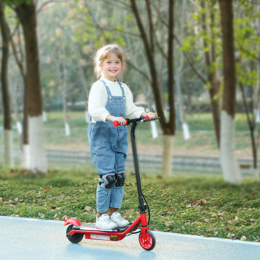 AIYAPLAY Electric Scooter for Kids Ages 6-14, with Dual Brakes, Flash Wheel and Colourful Light, Kids Electric Scooter E Scooter, Up to 12 KM/H & 10 KM, Red