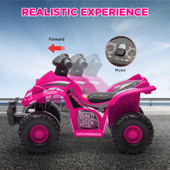 AIYAPLAY 6V Kids Electric Quad Bike w/ Music, Forward Function, for 2-6 Years, Pink