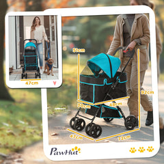 عربة أطفال PawHut Dog Pram Dog Stroller قابلة للطي مع فرامل وحامل أكواب ومقود أمان للكلاب الصغيرة