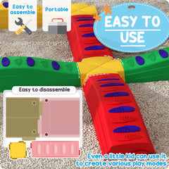 AIYAPLAY 12-Piece Kids Balance Beam Stepping Stones, with Non-Slip Foot Pads, Multicoloured