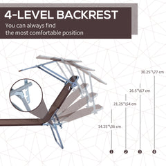 كرسي استرخاء خارجي قابل للطي من Outsunny، مسند ظهر قابل للتعديل بأربعة مستويات مع مظلة شمسية قابلة للتعديل للشاطئ والحديقة والفناء، بني