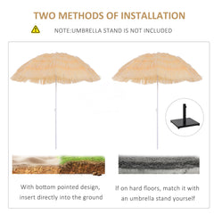 Outsunny 1.6m Patio Garden Hawaii Beach Sun Umbrella Sunshade Hawaiian Folding Tilting Crank Parasol (Wheat)