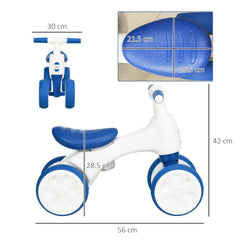 AIYAPLAY Balance Bike for Ages 18-36 Months, with Anti-Slip Handlebars, Four Wheels, No Pedal - Blue