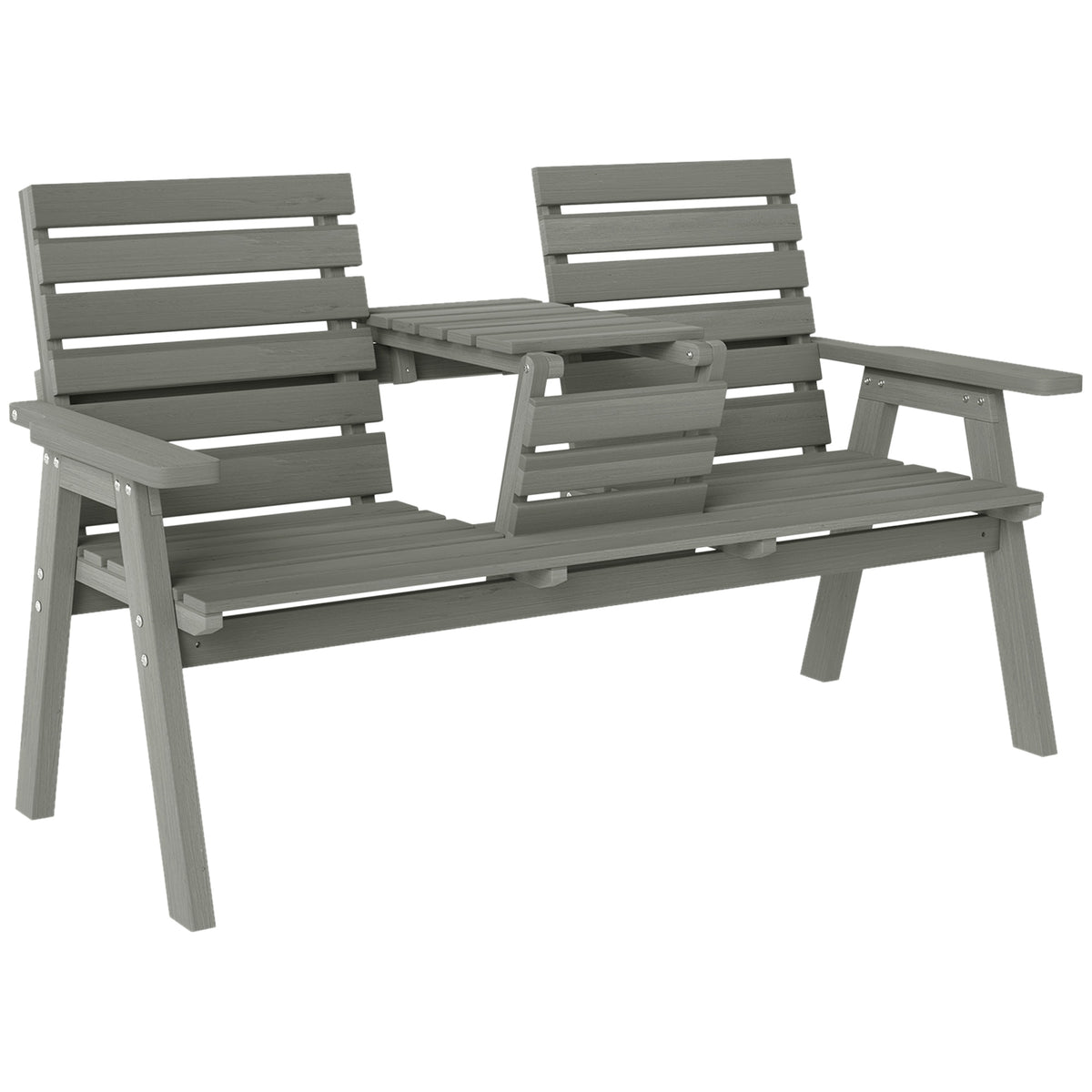 Outsunny Fir Wood Convertible 2 to 3 Seater Outdoor Garden Bench Grey