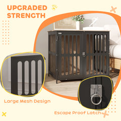 PawHut Dog Crate Furniture with Anti-Chew Resistant Mesh, Anti-Escape Single Door, for Medium Dogs, 80 x 55 x 72 cm