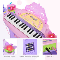 HOMCOM 32 Keys Kids Mini Electronic Keyboard Musical Instrument Educational Game Toy Children Grand Piano Stool Micropho