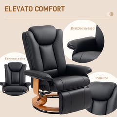 HOMCOM Faux Leather Recliner Chair - Black