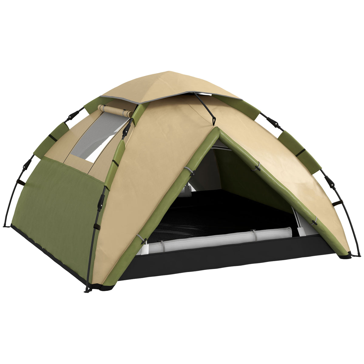 Outsunny Two-Man One Room Camping Tent, with Accessories - Dark Green