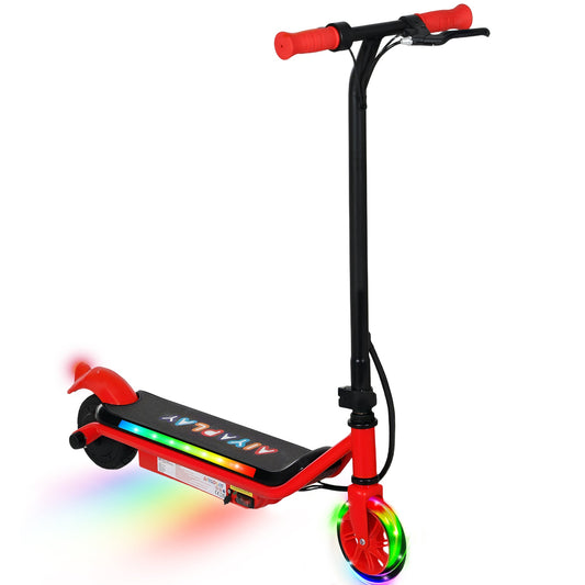 AIYAPLAY Electric Scooter for Kids Ages 6-14, with Dual Brakes, Flash Wheel and Colourful Light, Kids Electric Scooter E Scooter, Up to 12 KM/H & 10 KM, Red