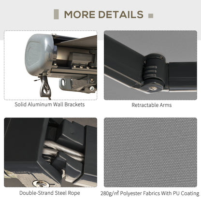 Outsunny 3 x 2.5m Electric Awning with Remote Controller, Aluminium Frame DIY Retractable Awning, UV50+ Sun Shade Canopy for Garden Patio Deck Door Window, Grey