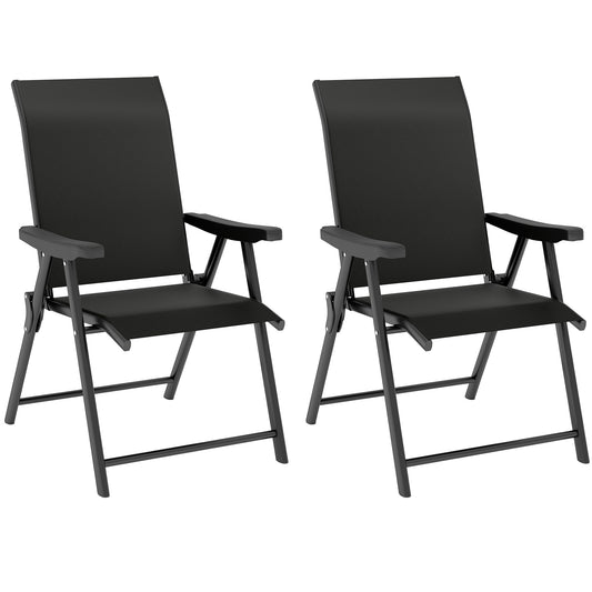 Outsunny Set of Two Folding Outdoor Chairs - Black