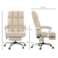 Vinsetto Massage Office Chair, Ergonomic Desk Chair, Comfy Work Study Chair with Heat, Padded Seat, 135√Ç¬∞ Reclining Back and Footrest for Home Office, Beige