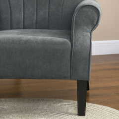 HOMCOM Upholstered Accent Chair with High Back, Rolled Arms and Wood Legs, Soft Thick Padded Armchair, Grey