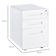 Vinsetto Lockable File Cabinet with 3 Drawers, Vertical Office Drawer for A4, Letter, Legal Size, Anti-tilt Design, Pre-Assembled Body, White