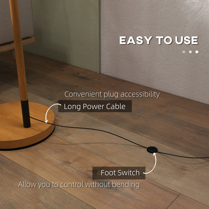 HOMCOM Metal Frame Floor Lamp with 350√Ç¬∞ Rotating Lampshade, for Living Room and Bedroom, LED Bulb Included, Brown