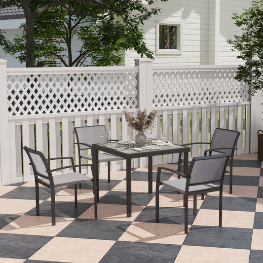 Outsunny Five-Piece Outdoor Garden Dining Set - Grey