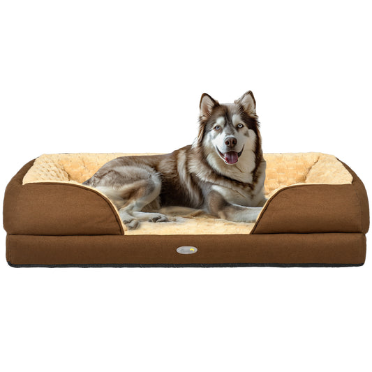 PawHut Calming Dog Bed Pet Mattress w/ Removable Cover, Anti-Slip Bottom, for Large Dogs, 120L x 80W x 22Hcm - Brown