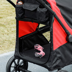 PawHut Easy Folding Pet Stroller for Large Dogs with 4 Big Wheels, Shock Absorb Frame, Safety Leashes, Brakes, Black