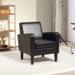 HOMCOM Faux Leather Simple Armchair - Brown