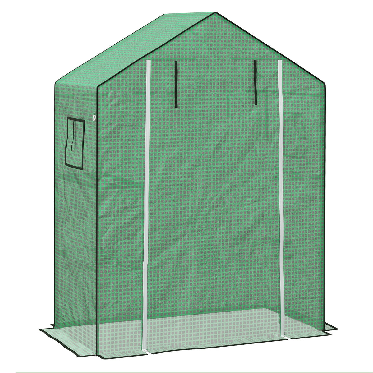 Outsunny Greenhouse Cover Replacement Walk-in PE Hot House Cover with Roll-up Door and Windows, 140 x 73 x 190cm, Green