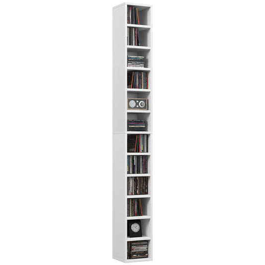 HOMCOM 204 CD Tall Narrow Media Storage Tower - White