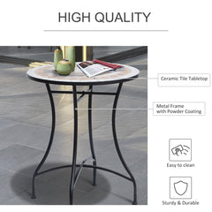 Outsunny 60cm Mosaic Round Bistro Table Side Bar Table Patio Garden Outdoor Balcony Furniture