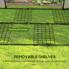 Outsunny Mini Greenhouse with 4 Wire Shelves, Portable Tomato Greenhouse, Upgraded Garden Grow House for Plants with Roll Up Door and Vents, 100 x 80 x 150cm, White