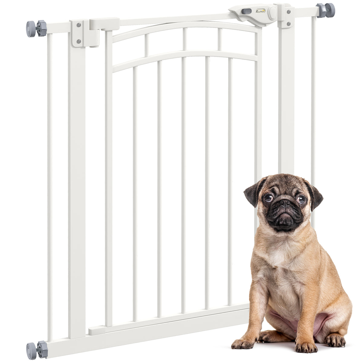 PawHut Pressure Fit Stair Gate, Dog Gate w/ Auto Closing Door, for Small, Medium Dog, Easy Installation, for 74-80cm Opening