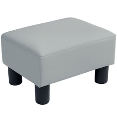 HOMCOM PU Leather Footstool with 4 Plastic Legs, Grey