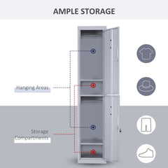 Vinsetto Locker Cabinet Storage Cold Rolled Steel w/ Shelves Vertical Cupboard Grey 38 x 46 x 180 cm